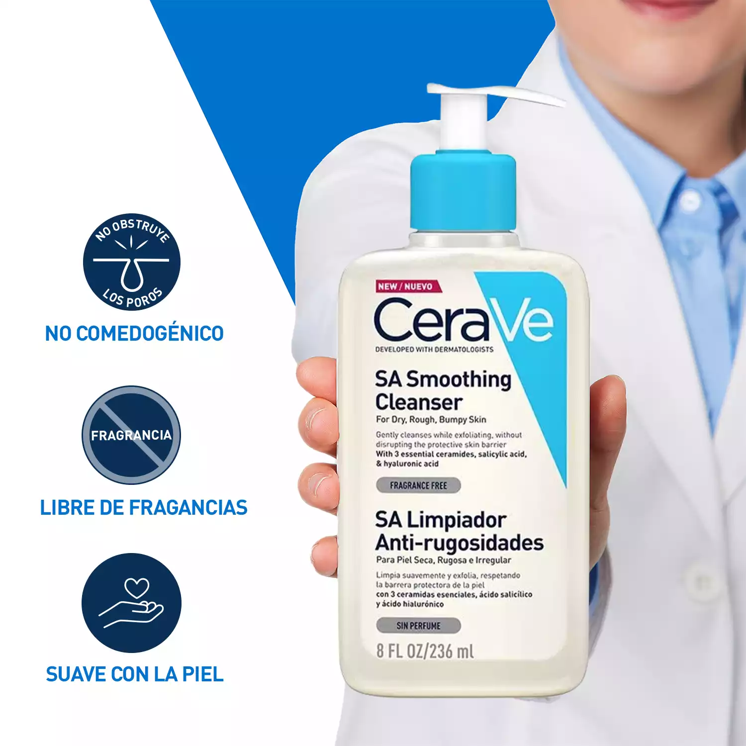 CeraVe Limpiador Suavizante Anti-rugosidades SA Smoothing Cleanser 236ml - Imagen 6